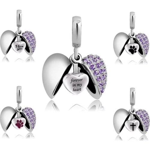 Unisex Angel Wing Memorial Heart Jewelry Keepsake Ashes Urn Pendant Birthstone Necklace - I Love you