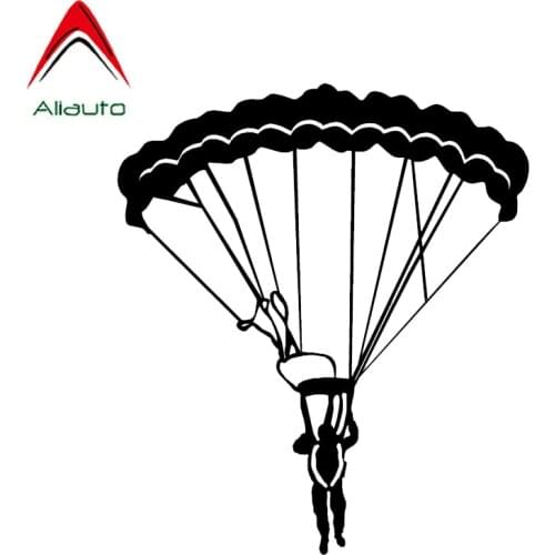 Aliauto Funny Car Sticker Coolest Skydiver Parachute Extreme Sports Decor Silhouette Waterproof Reflective Decal PVC,15cm*13cm