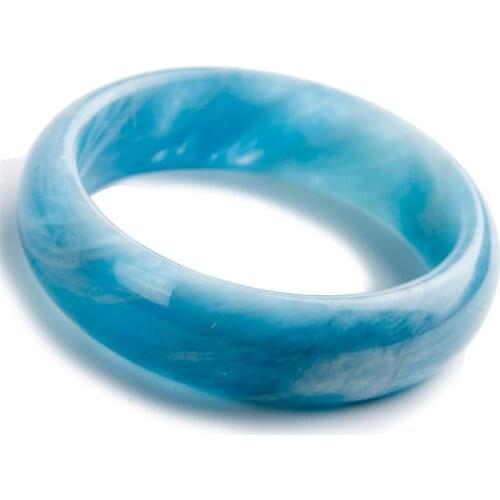 Genuine Blue Natural Stone Bangles Women Femme Charm Fashion Crystal Trendy Bangles Bracelet Inner Diameter 55mm Drop Shipping