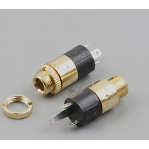 10pcs Headphone socket 3.5mm audio female plug in 3-pin vertical dual channel stereo interface fully gold plated pj-392