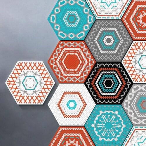 10 Piece Per Set Hexagon Wall Sticker, Waterproof Tiles DIY Living Room Wall Floor Stickers Nordic Style Decorative Stickers