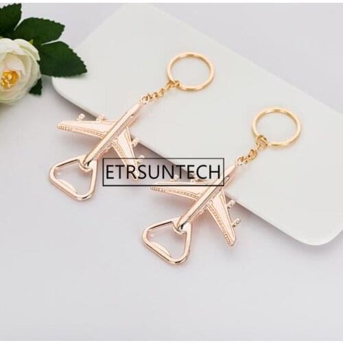 100pcs Retro Airplane Beer Bottle Opener Aircraft Keychain Alloy Plane Shape Opener Keyring Wedding Gift Party Favors
