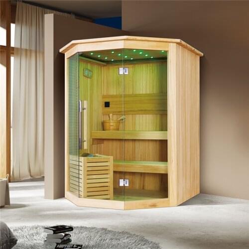 2019 new Fashion Beautiful indoor dry sauna room African white wood Sauna House with LED Ceiling (M-6040)