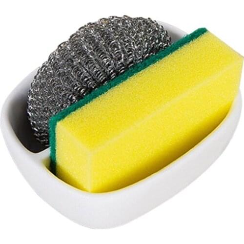 3pcs/Set Stainless Steel Wire Ball Cleaning Brush Sponge Brushes Storage Box Household Kitchen Decontamination Cleaning Tool