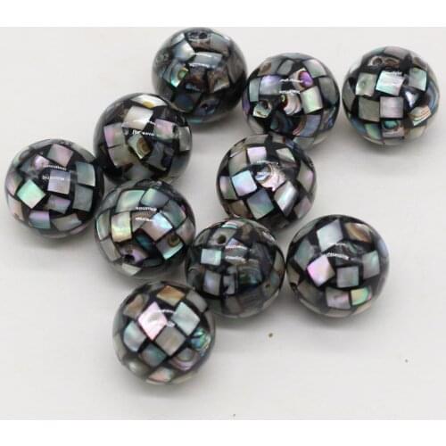 5pcs Natural Abalone Shell Beads Fine Round Shape Shell Loose Beads for Jewelry Necklace Bracelet Accessories Making 12x12mm