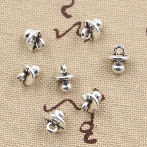 50pcs Charms Baby Pacifier Binky Teether 9x7x6mm Handmade Pendant making,Vintage Tibetan Silver color,DIY For Bracelet Necklace