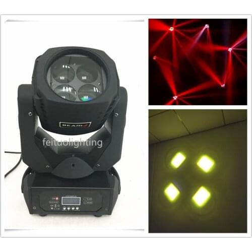 Free shipping 10pcs/lot Guangzhou Mini Lumiere 4x25w Beam Lyre Wash Moving Head Light Rotation Len Effect Show Disco DJ Lighting