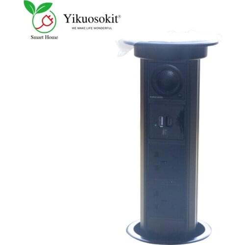 5 PIN Socket USB Type-C Bluetooth Speaker Wifi Black Desktop Smart Hidden Power Socket Motorized APP Remote Control Outlets TUYA