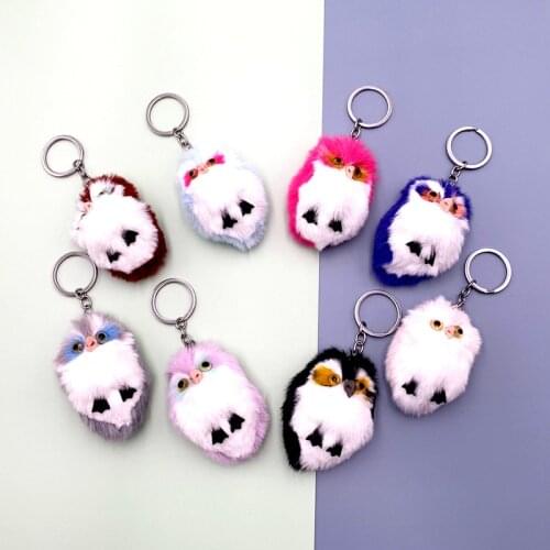 Owl keychain cute cartoon plush pendant bag doll pendant fur car key ring chain girl backpack pendant accessory jewelry gift