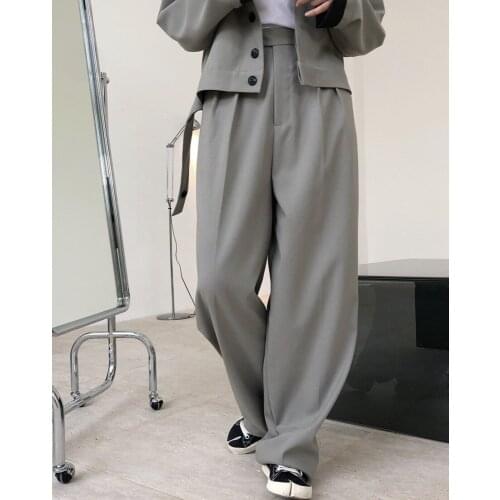High Waist Pants Women Boyfriends Suits Drape Trousers Cargo Wide Leg Straight Solid Loose-fitting Femmal Clothes Korean Style