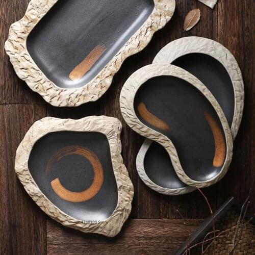Household ceramic plate Japanese cuisine sushi plate creative irregular plate shallow plate commercial restaurant tableware
