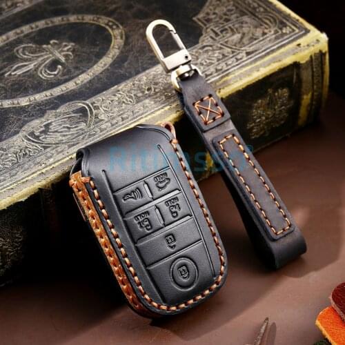 Genuine Leather 6Button Smart Key Case Cover For Kia Sedona/Grand/Carnival/Sorento Rio 3 K2 K3 Ceed Cerato Sportage 4 Picanto K5