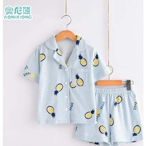 Kids Pyjamas Boys Girls Summer Sleepwear Boys Fashion Pijamas 3Y-14 12Y 100% Cotton Children Pajamas Sets for Boys Pajamas