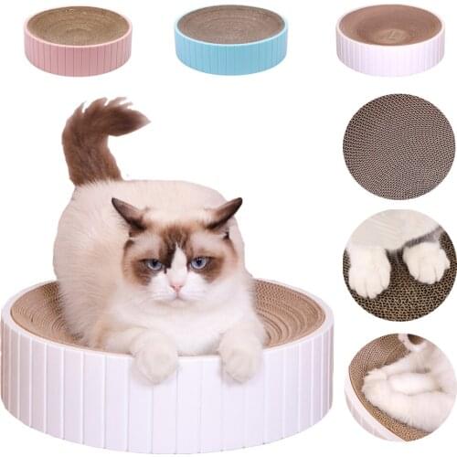 Two-SIded Cat Scratcher Round Catnip Scratch Board Corrugated Cat Nail Scraper Kitten Pad Cats house Kitten Pet Cats Supplies