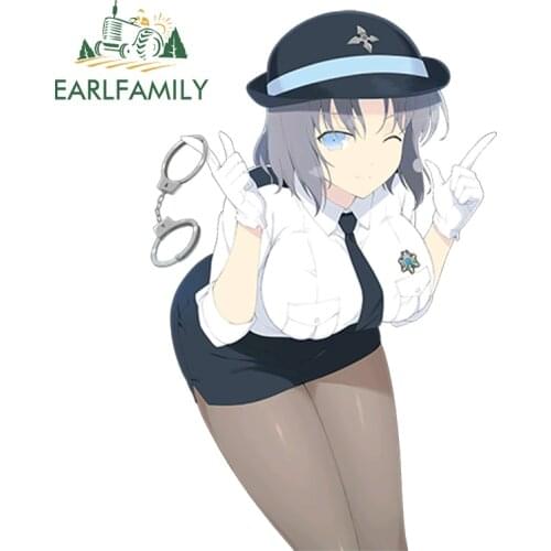 EARLFAMILY 13cm Sexy Policewoman Cartoon Senran Kagura Yumi Render Window Wiper Decals Car Styling Decor Sticker JDM