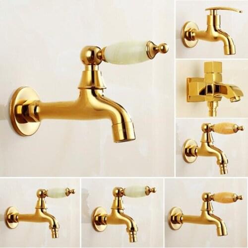 European washing machine faucet Natural jade Pure copper Mop Faucet into the wall