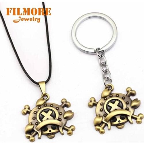 Filmore Anime Tony Tony Chopper Choker Necklace Bronze Plated One Piece Figure Toy Accessories Gift Luffy Jewelry Wholesale