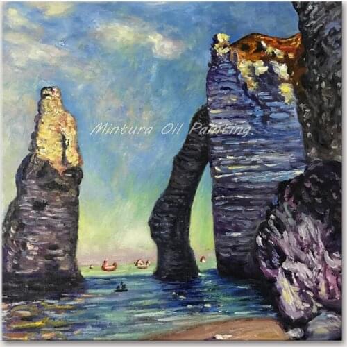 Mintura Wall Picture for Living Room Oil Paintings on Canvas Hand Painted The Sea and The Stone Hills Hotel Decor Art No Framed