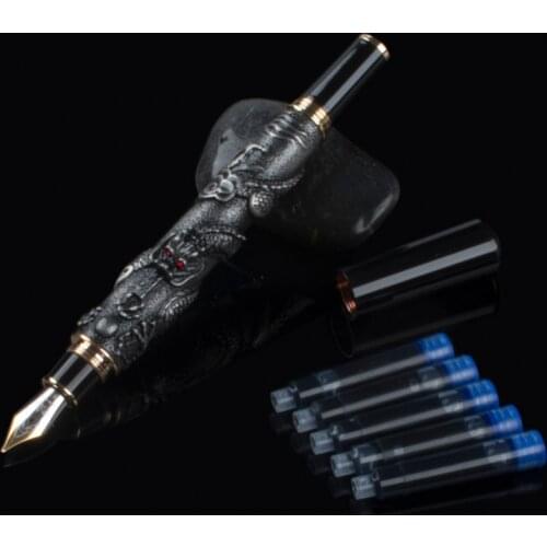 JINHAO luxury Writing Pen Golden 0.5mm Nib Fountain Pen Dragon Embossed school office stationery writing pen Hot