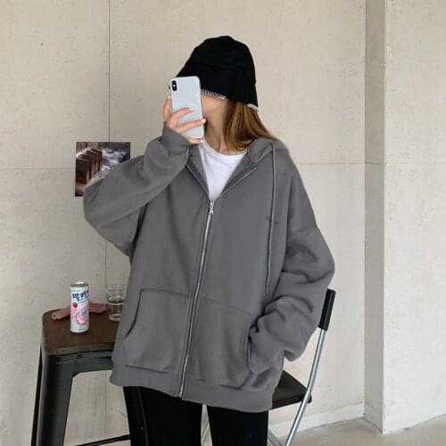 Kpop Style Loose hooded drawstring large pocket hoodies women korean streetwear Harajuku sweatshirt girl clothes