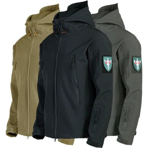 Army Shark Skin Soft Shell Clothes Tactical Windproof Waterproof jacket men Flight Pilot Hood Coat Military Field bomber Jacket