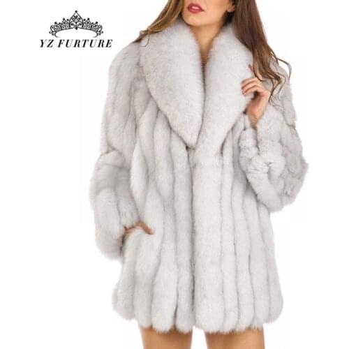 2020 New Arrival Real Fox Fur Coat With Peach Heart Collar Warm Winter Coat Women Fox Fur Long Luxury Jacket Genuine Pelt FC-117