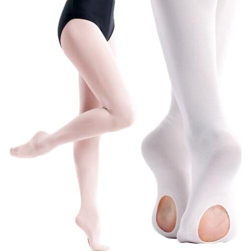 1pair With Hole Children Kids Prefessional Soft Microfiber Socks Ballet Dance Pantyhose Leggings Convertible Dance Ballet Tights