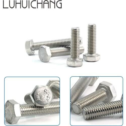 LHUICHANG M10 External Hex Hexagon Head Screws Full Threaded Up To The Head 304 Stainless Steel Bolt Machine Screws DIY Maintain
