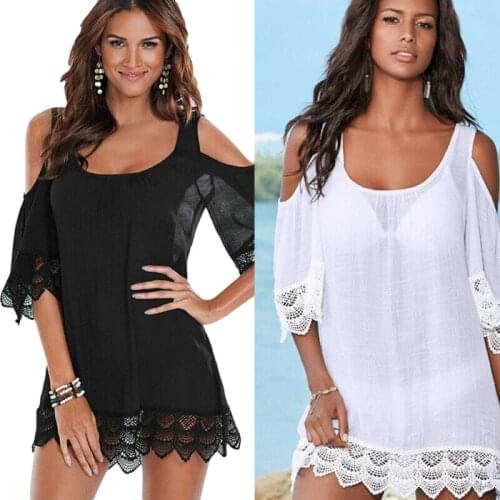 New Sexy Women Lace Crochet Bathing Suit Bikini Swimwear Cover Up Beach Blouses Girls blusas mujer de moda 2019