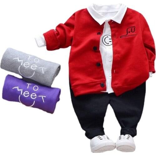 Autumn Children Clothes Baby Boys Jacket Suit T-Shirt Pants 3Pcs/sets Spring Kids Infant Clothing Toddler Sportswear 0-4 Years