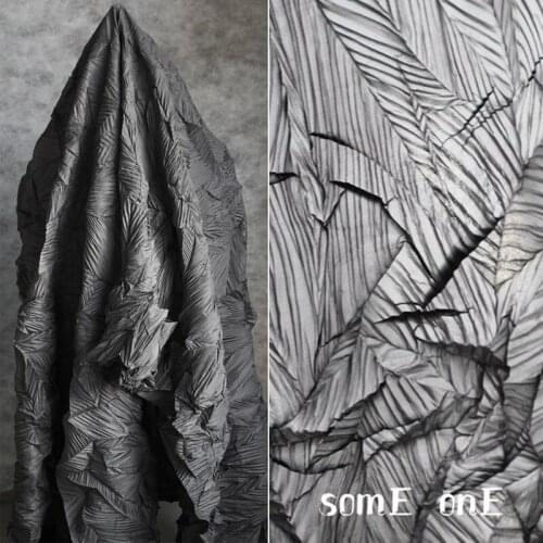 Louver Pleated Fabric Gray Miyake Folds DIY Patchwork Wedding Dress Clothes Background Decor Art Painting Designer Fabric