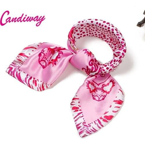 Hot Silk Square Scarf Bandana Women Fashion Brand Femme Imitated Wrap Pink Silk Satin Scarves Poncho Shawl Cape Hijab 60cm