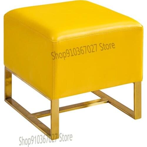 Light Luxury Nordic Square Stool Coffee Table Low Stool Dressing Stool Household Shoe Changing Stool Clothing Store Leather Pier