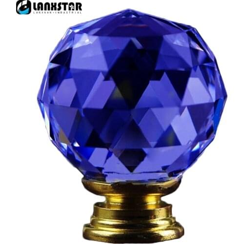 Blue Crystal Handle Knobs Furniture Jewelry Box Kids Room Door Pull Handle-Knob