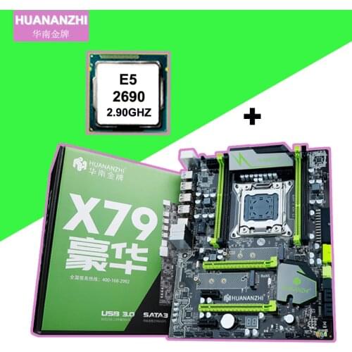 HUANANZHI X79 Super Gaming Motherboard with Dual High Speed M.2 NVMe SSD slots Good CPU Xeon E5 2690 C2 2.9GHz 2 Years Warranty