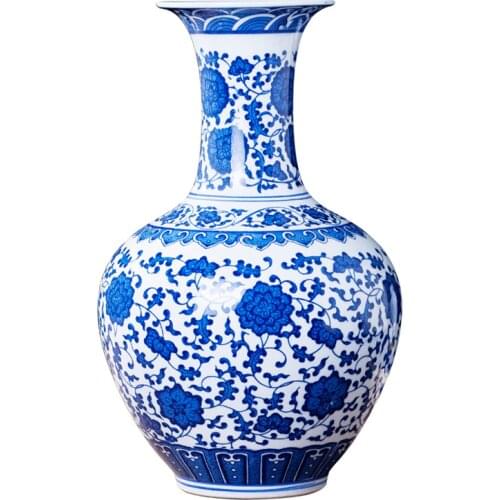 Traditional Chinese Classic Blue and White Ceramic Flower Vase Home Decoration Porcelain Vase