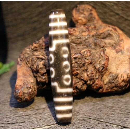 Magic Energy Tibetan old Agate 10 Eye 6 Line Long dZi Bead Totem 78MM Pendant 3A LKbrother Talisman Treasure