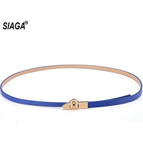 Ladies Fashion Genuine Leather Slim Belt Female Style Bright Face Skirt Decorative Genuine Belt for Women 0.8cm FCO148