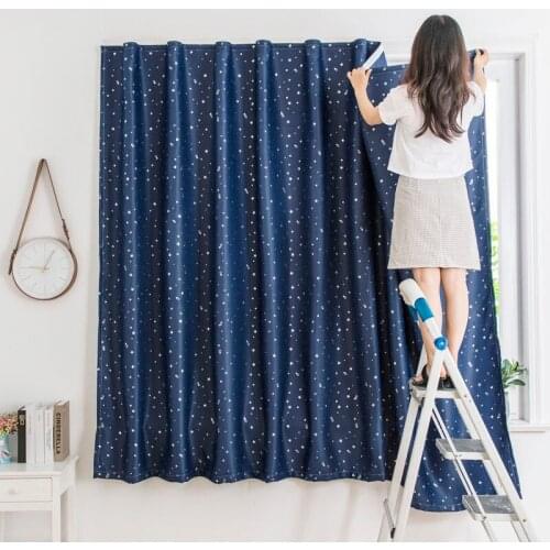 1pcs New Punch-free European and American Net Red Curtains Bedroom Bay Window Simple Shading Rental House Shade Cloth F8358