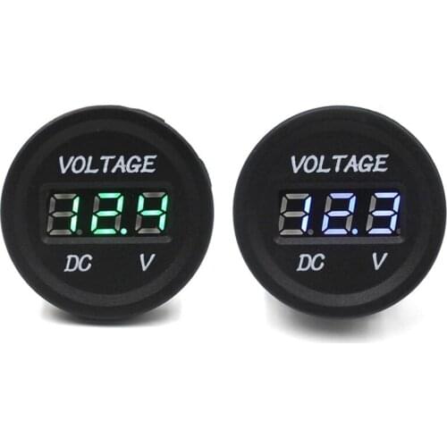 2Pcs Car Motorcycle Waterproof LED Digital Display Voltmeter 12V-24V DC (Green&Blue)