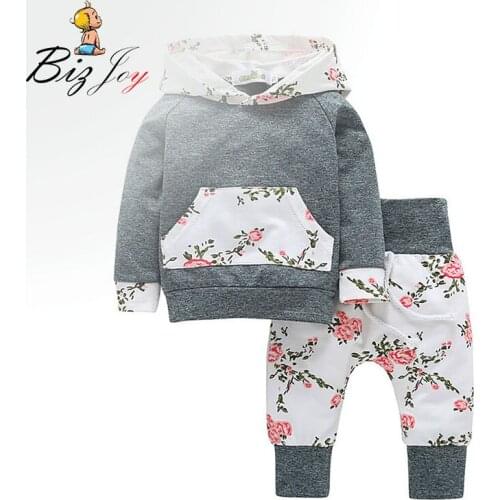 2pcs/set Top+Pants 0-3 Years hoodie Floral Cotton Baby Toddler Boy Girls Long Sleeve Autumn clothes cotton Kids Play Mats