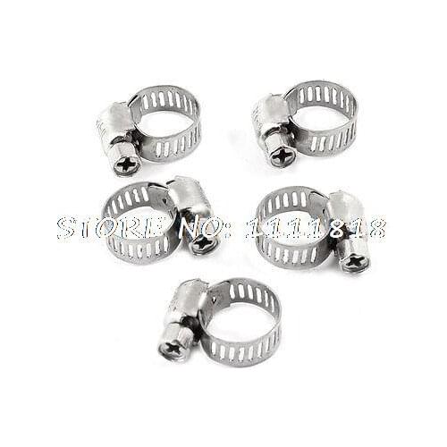 5 Pcs 6mm-12mm Adjustable Worm Drive Pipe Tube Hose Clamps Band