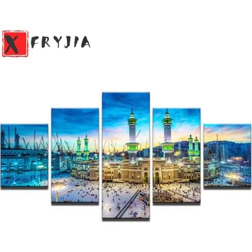 5pcs Diamond Painting Urban architectural landscape Diamond Mosaic Full Drill Square Diamond Embroidery Pictures Of Rhinestones