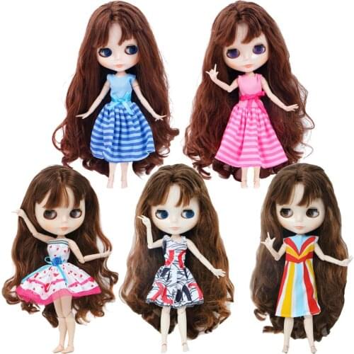 5 Pcs / Set Fashion Cute Outfit Skirt Casual Daily Dress Party Wear Clothes Accessories for Blythe Doll 11.5 Inch Girls Toy
