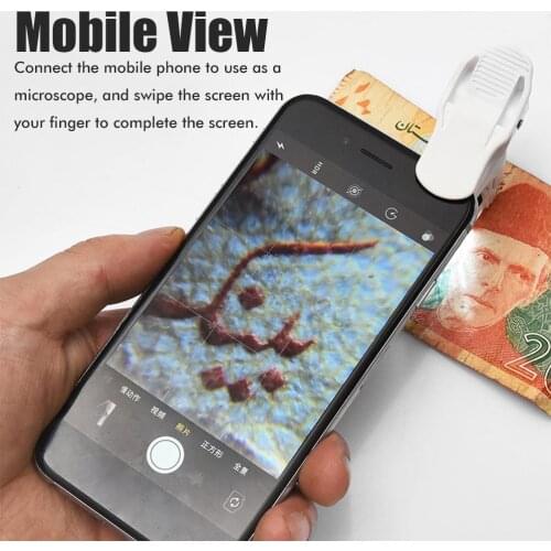 9595W 60X LED Phone Clip Magnifying Glass Jewellery Antiques Identification Magnifier for Identification Jewelry Mini Microscope