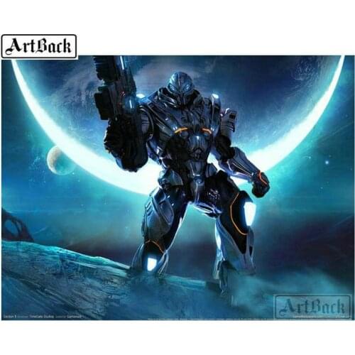 5d diy diamond painting mech warrior icon full square drill home decoration resin diamond cross stitch picture
