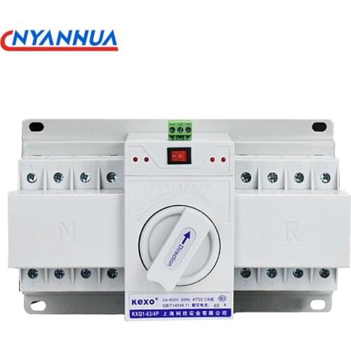2P/4P ATS MCB Type Dual Power Automatic Transfer Switch Change Over Switch AC220/3801V 63A Rated Frequency 50/60Hz