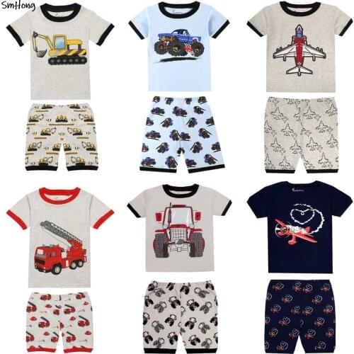 Car Rockets Extractor Boys Animal Cartoon Clothing Sets Childrens Sleepwear 2-8Years O Neck Pajamas Sets Pyjamas Kids