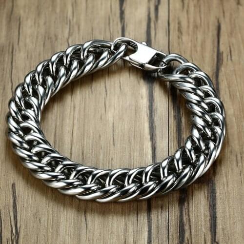 1 PC Cuban Chain Bracelet Men Polished Finished Stainless Steel Bracelet For Women Men 8-14MM Wide Punk Jewelry pulsera hombre