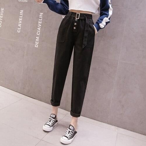 Autumn Womens Pants Casual High Waist Pants Loose Overalls Nine-point Harem Pant Plus Size Women Clothing